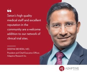 Adaptive Research and AHMC Seton Medical Center Announce Collaboration to Expand Clinical Trial Access to Both In- and Out-Patient Settings